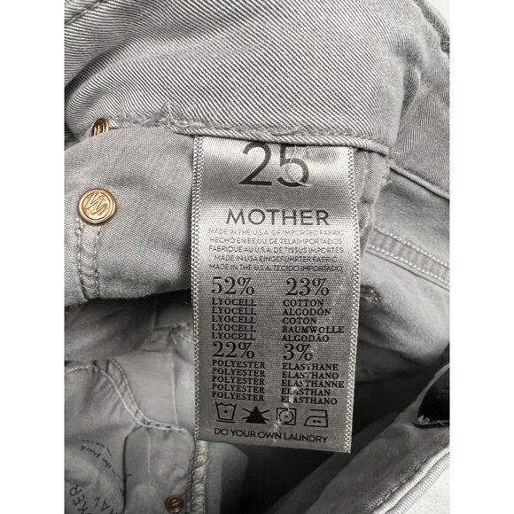 Mother Jeans Size 25 Looker Ankle Fray Gray Gravel Stretch 26x28 Casual Raw Hem - Picture 8 of 12